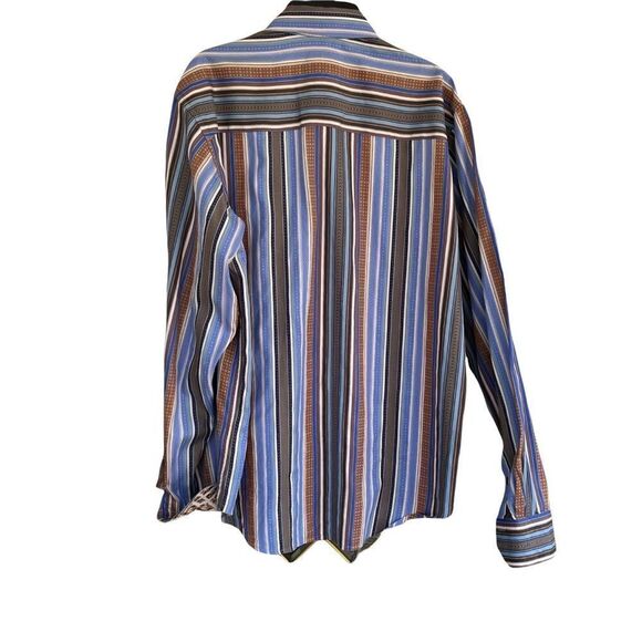 Robert Graham Striped Contrast Collar and Cuff Cotton/Silk Button Down Shirt LT - Picture 2 of 11